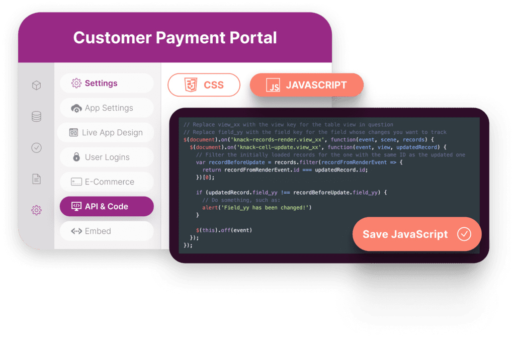 A view of the admin dashboard in the client portal app