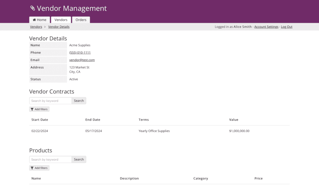 Free Vendor Management Template App | Knack