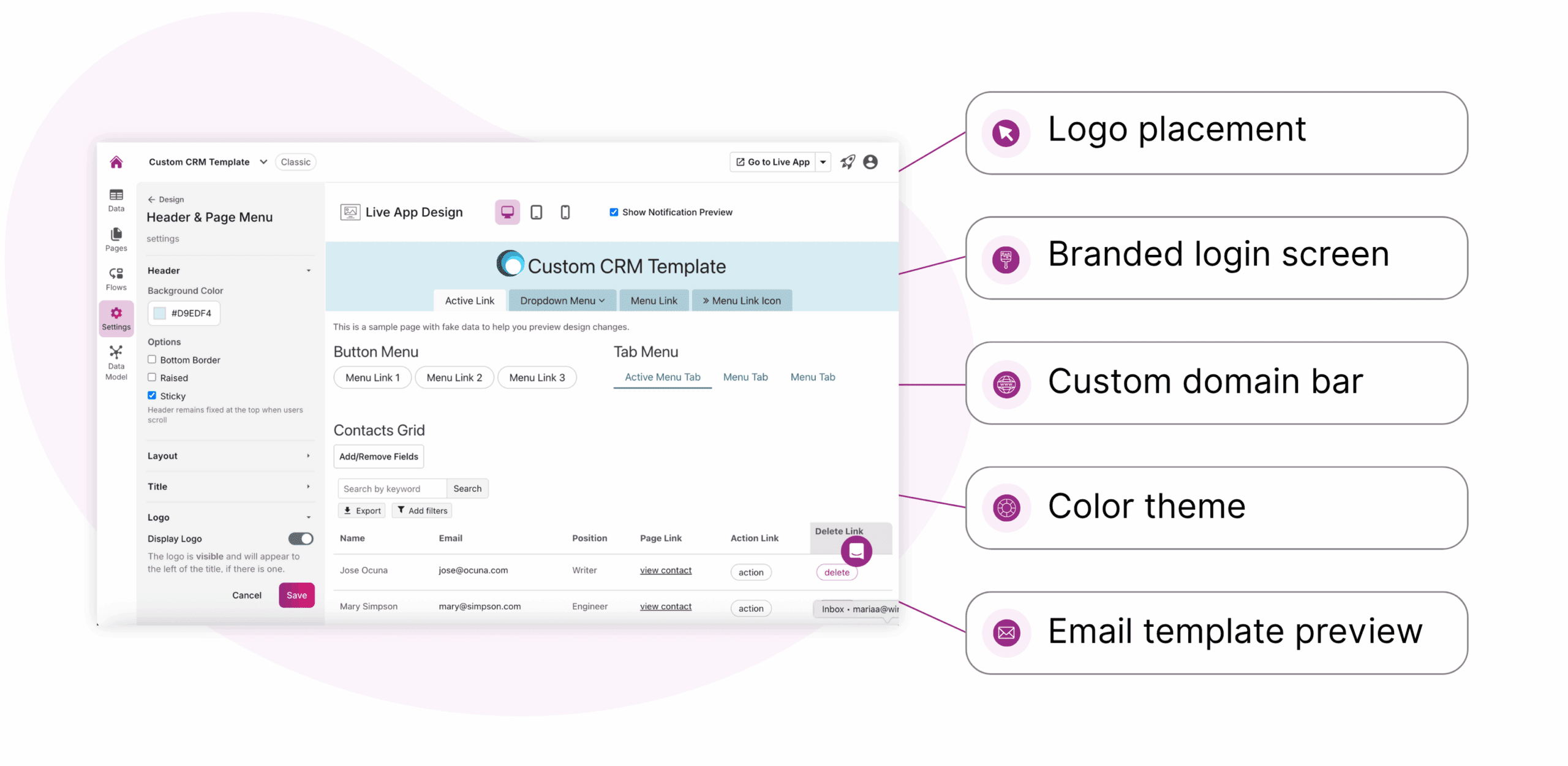 Customize every touchpoint in knack—no code required