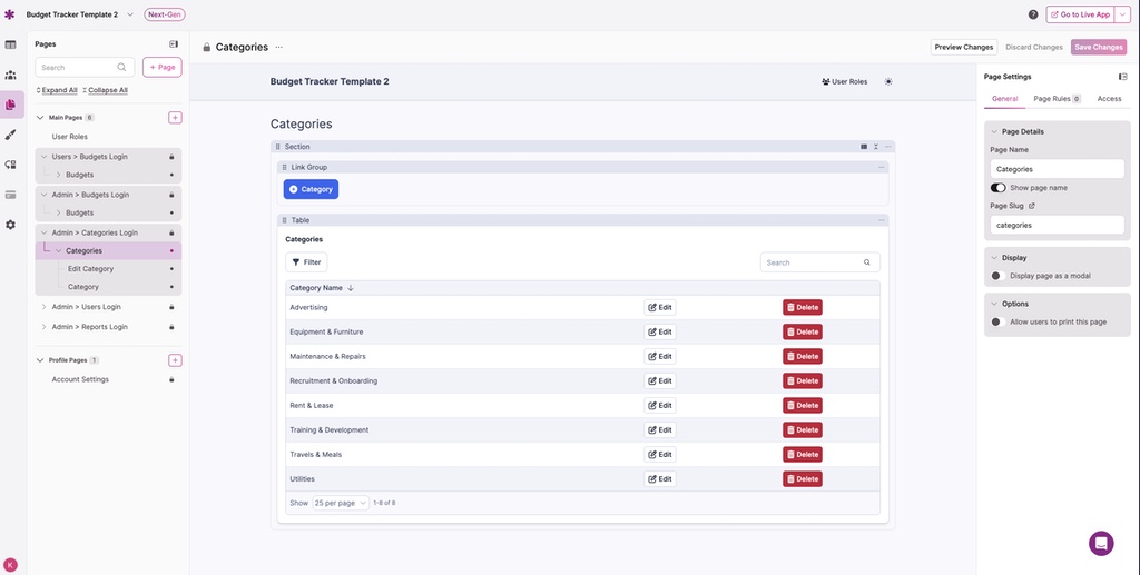 Free Budget Tracker Template AI App | Knack