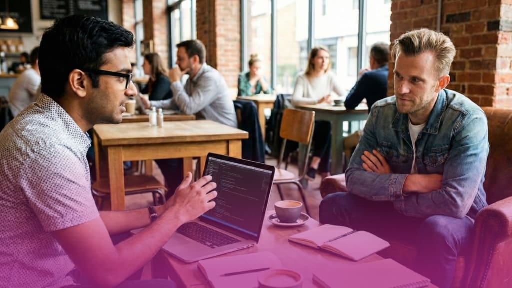 Two Guys Compare No-Code App Builders in a Cafe