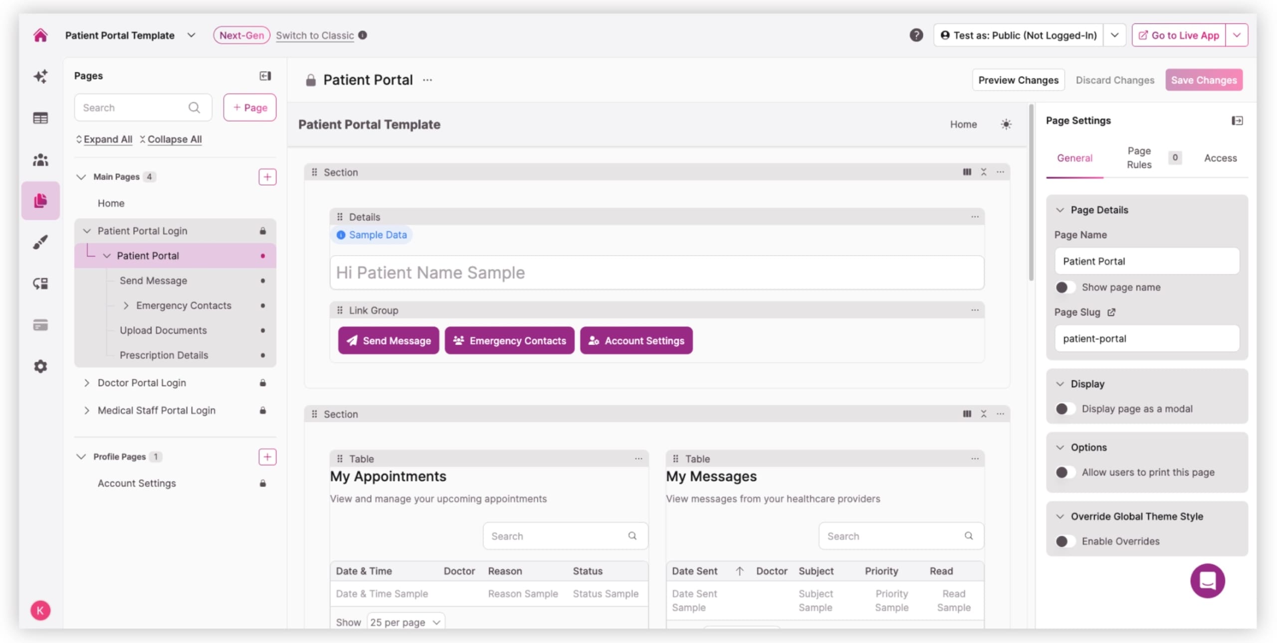 Screenshot Patient Portal Account