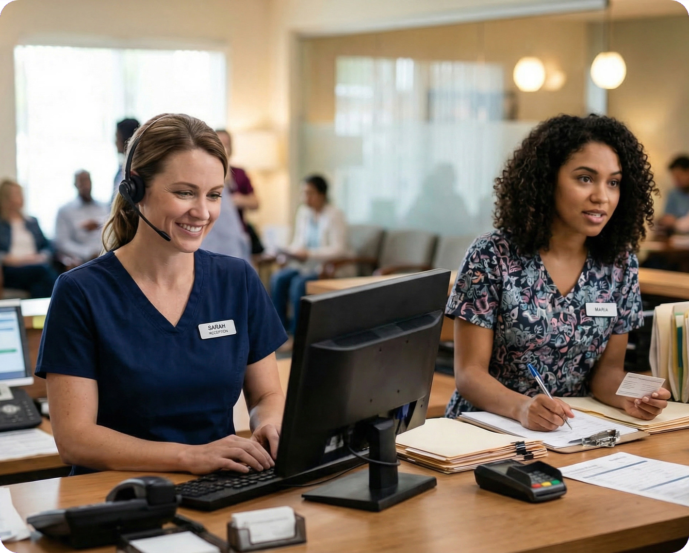Busy Front Desk of a Medical Office