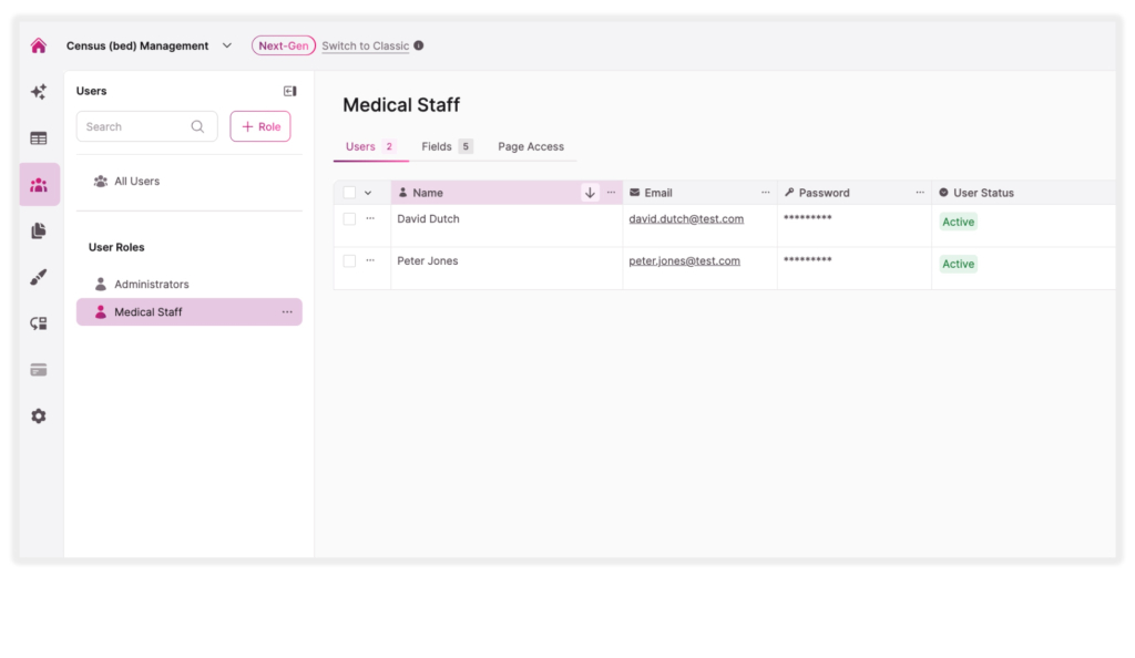 Screenshot Census Bed Management Template Medical Staff