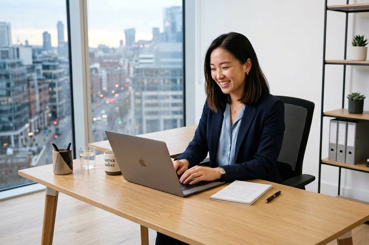 Lawyer Working in Contract Management App