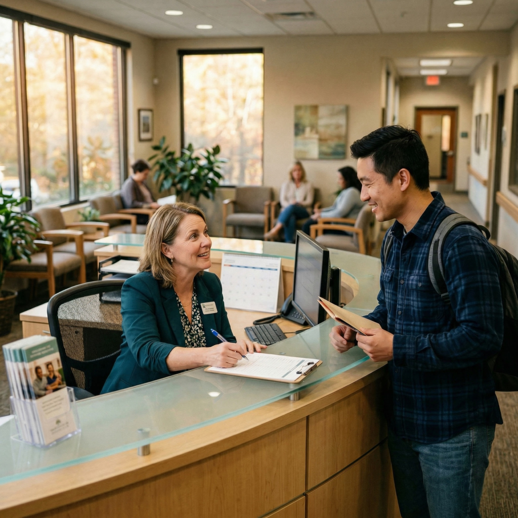 Man Checking in for Care