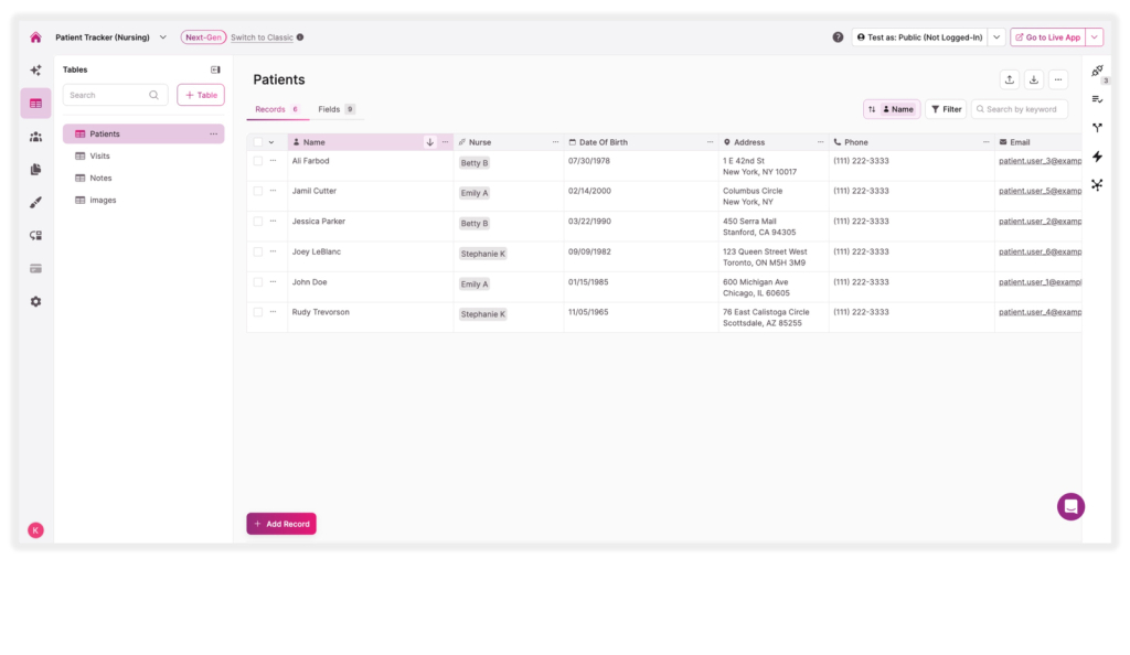 Nursing Patient Tracker App Template Patients
