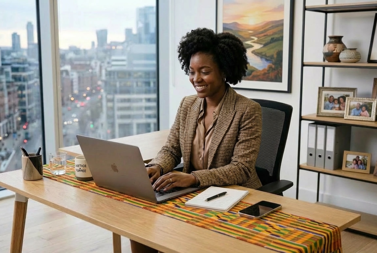 Woman Working on Documents