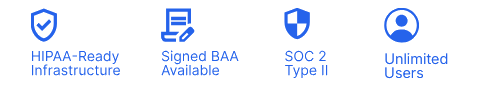 Proof Line: HIPAA, BAA, SOC2, Unlimited Users