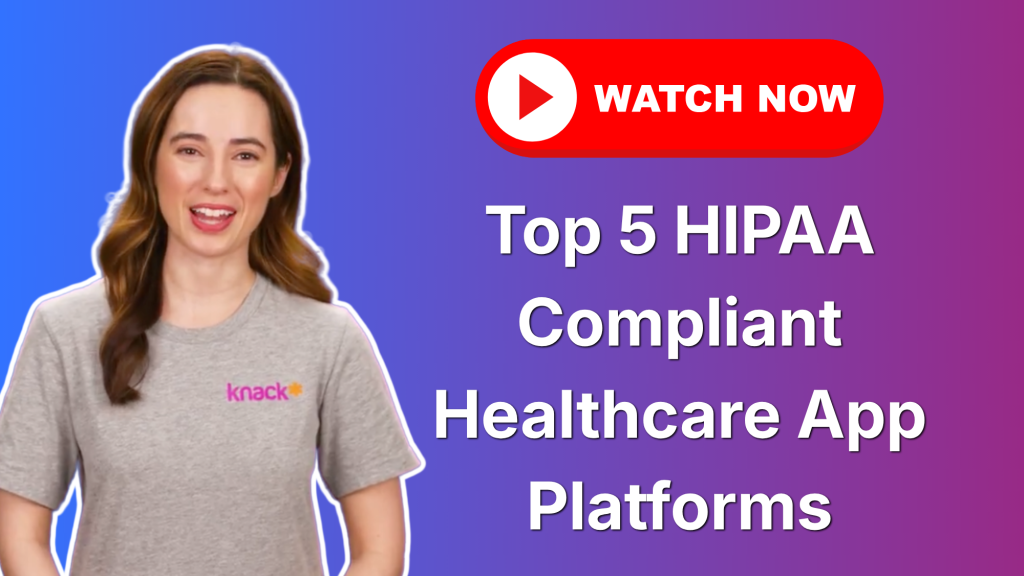 Caspio vs Knack Health: Top 5 HIPAA-compliant healthcare app platforms video thumbnail featuring a Knack team member