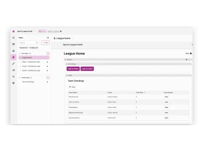 Template Sports League App Screenshot