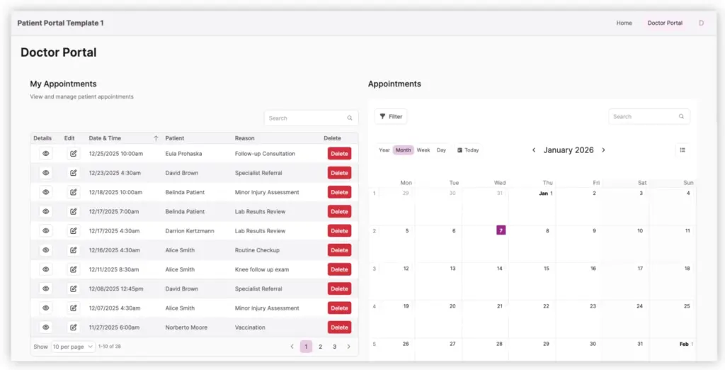 Screenshot Medical Portal Doctor's Portal