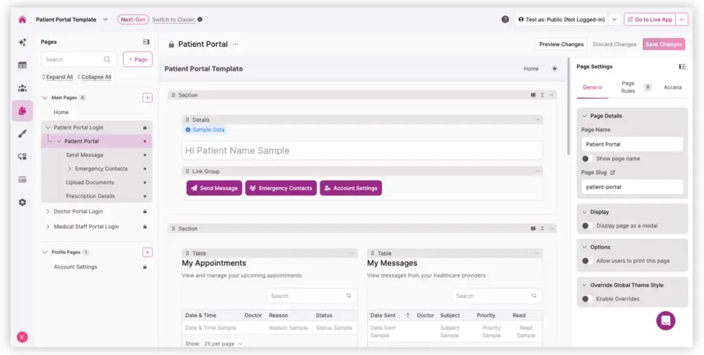 Screenshot Patient Portal Account