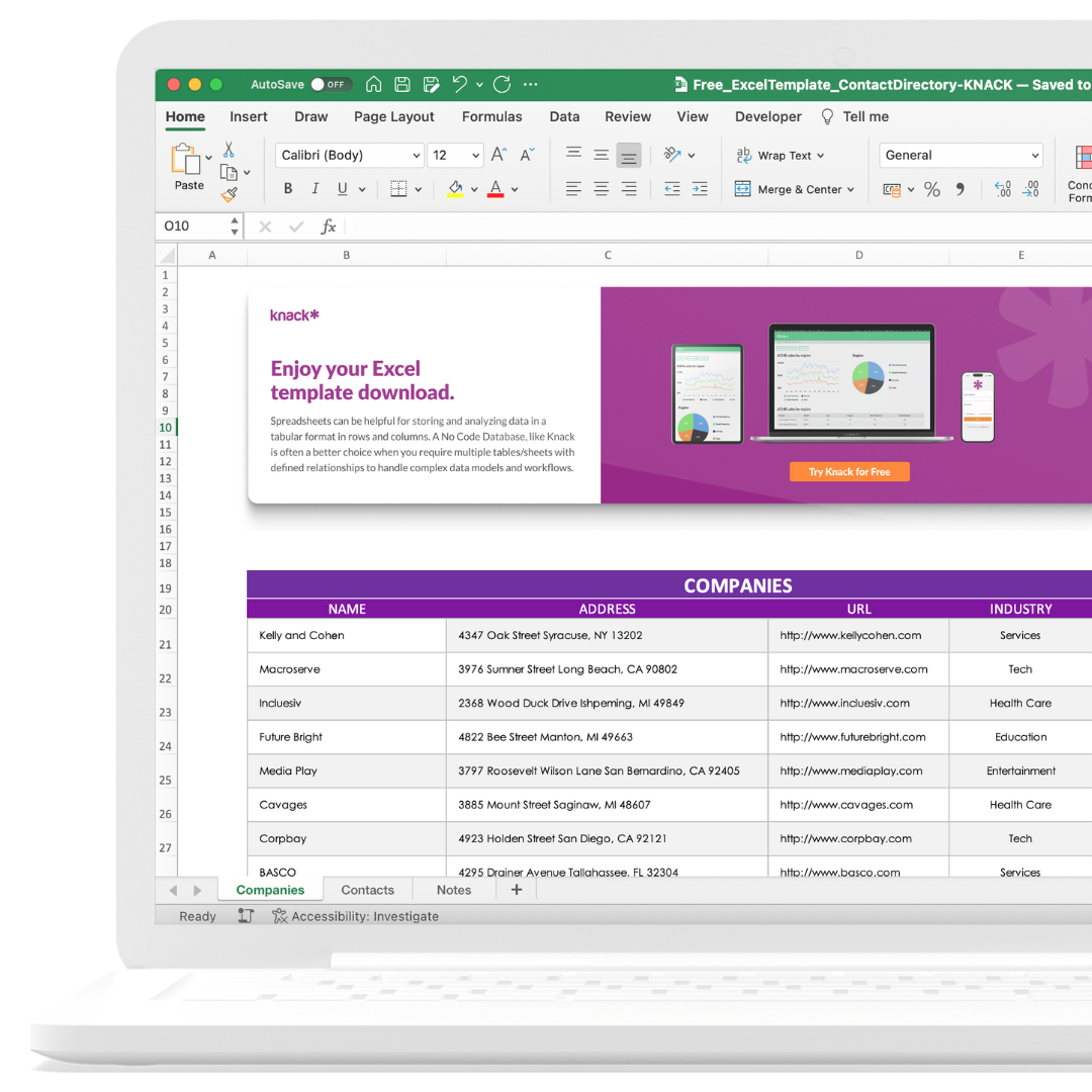 Free Contact Directory Excel Spreadsheet