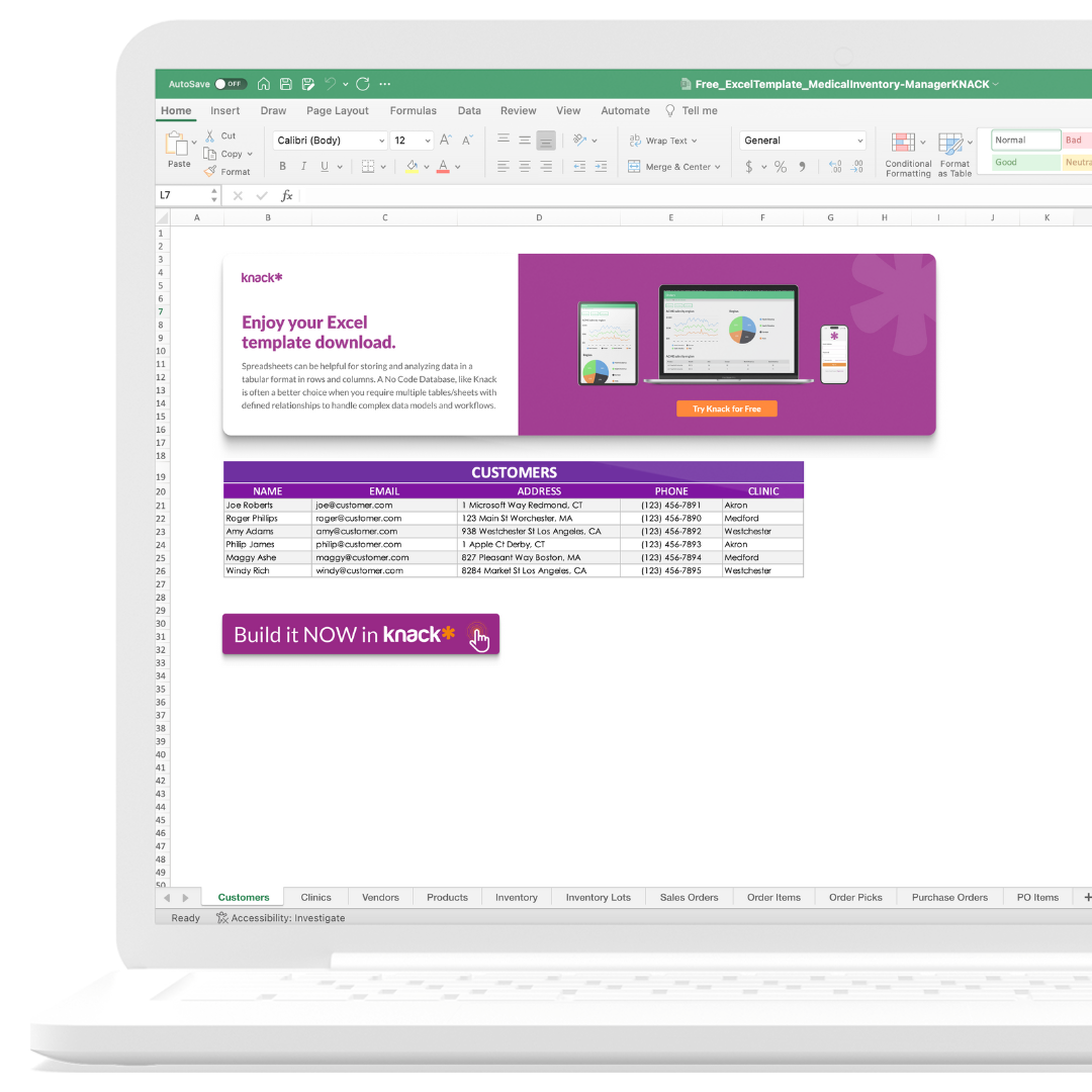 Free spreadsheet template for medical inventory tracking