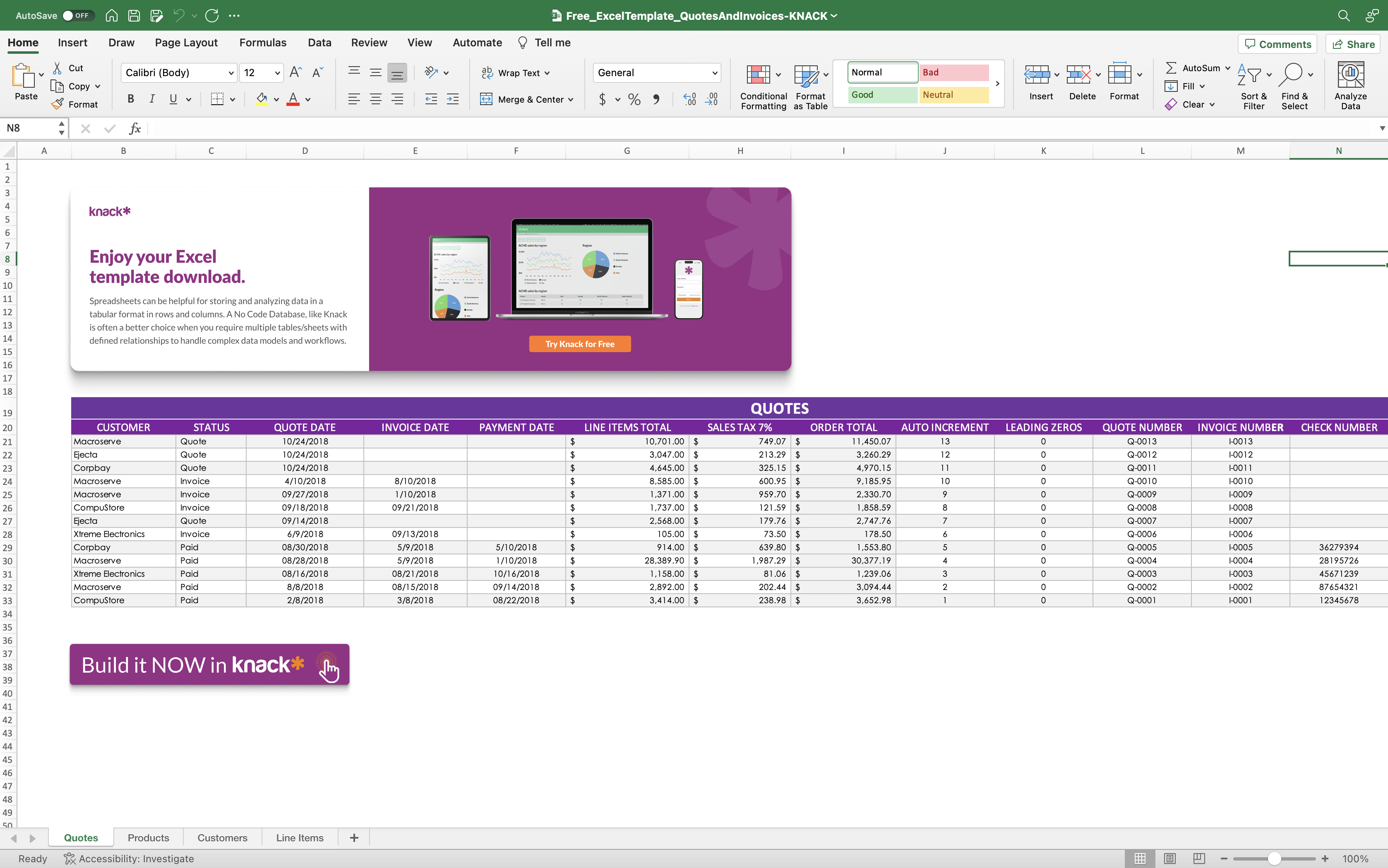 free quotes and invoices excel spreadsheet template