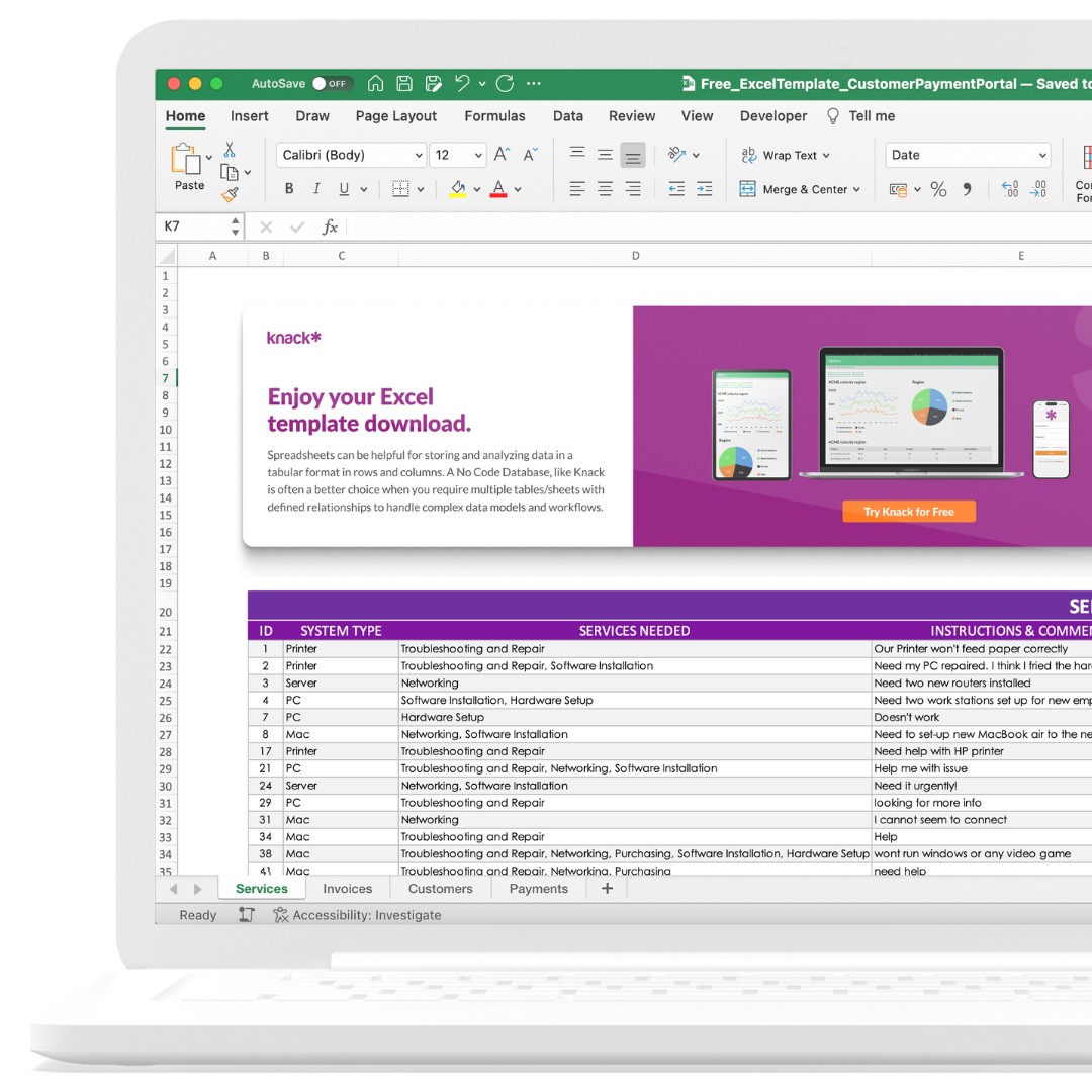 Excel Template for Customer Payment Tracking