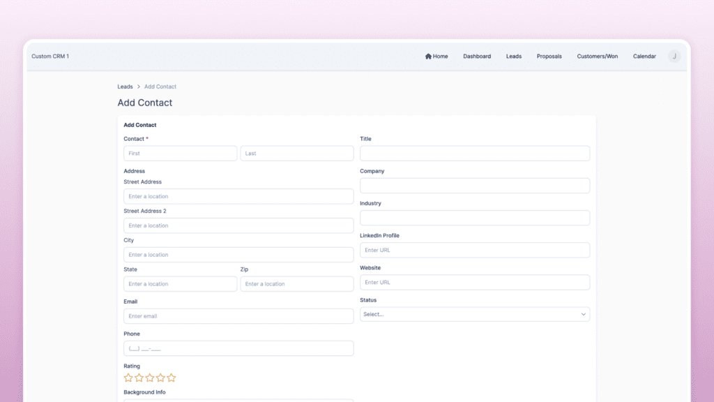 Custom CRM - Add Contact