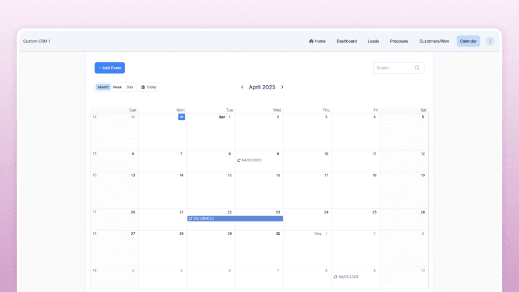 Custom CRM - Calendar