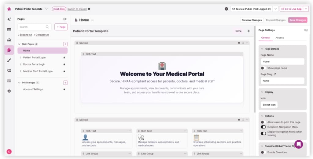 Screenshot Patient Portal Welcome Medical Portal